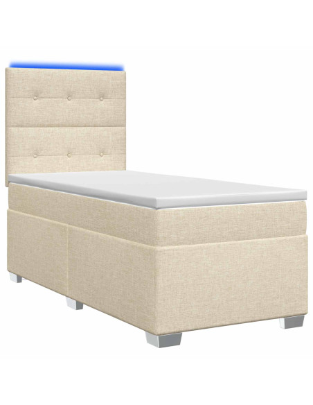 Letto box spring con materasso Crema 80 x 200 cm Tessuto