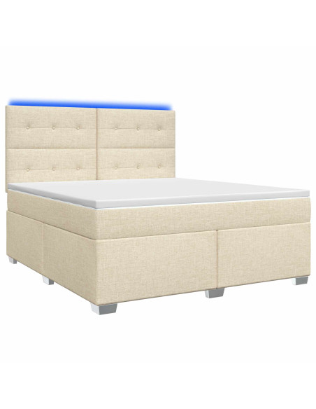 Letto box spring con materasso Crema 160 x 200 cm Tessuto