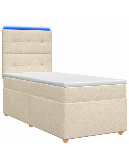 Letto box spring con materasso Crema 80 x 200 cm Tessuto
