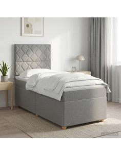 Letto box spring con materasso Grigio Chiaro Singolo Tessuto