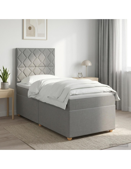 Letto box spring con materasso Grigio Chiaro Singolo Tessuto