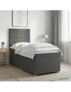 Letto box spring con materasso Grigio Scuro Singolo Tessuto