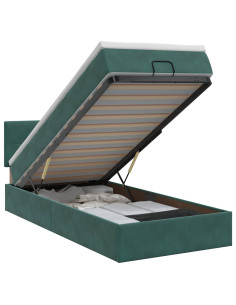 Letto ottomano con materasso Verde Scuro 100 x 200 cm Velluto