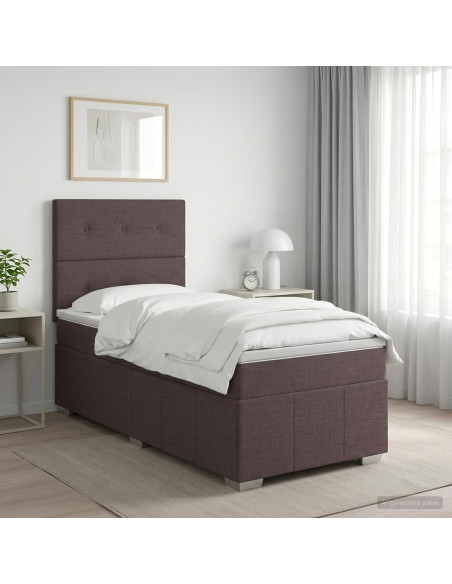 Letto box spring con materasso Marrone Scuro 90 x 200 cm