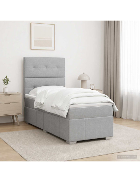 Letto box spring con materasso Grigio Chiaro 100 x 200 cm