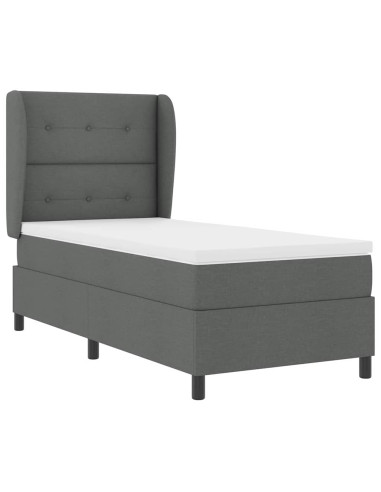 Letto a molle con testiera Grigio scuro 90 x 190 cm Tessuto