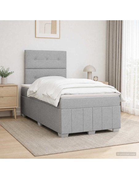 Letto box spring con materasso Grigio Chiaro 120 x 190 cm