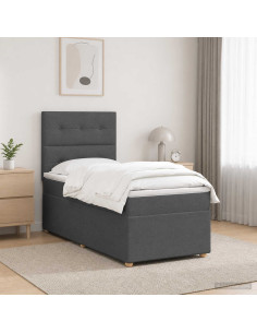 Letto box spring con materasso Grigio Scuro 90 x 190 cm Tessuto