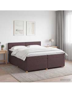 Letto box spring con materasso Marrone Scuro 200 x 200 cm