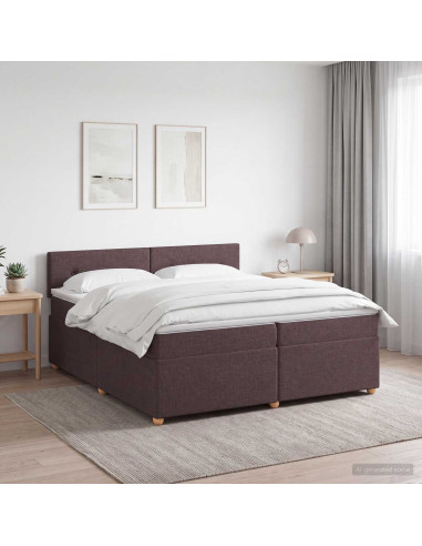 Letto box spring con materasso Marrone Scuro 200 x 200 cm