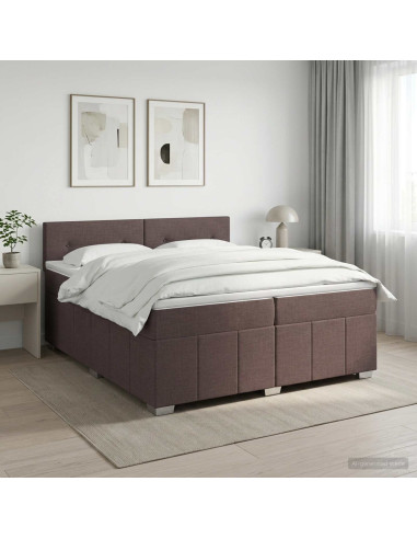 Letto box spring con materasso Marrone Scuro 200 x 200 cm