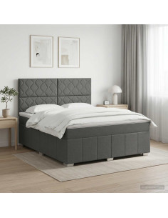 Letto box spring con materasso Grigio Scuro 160 x 200 cm