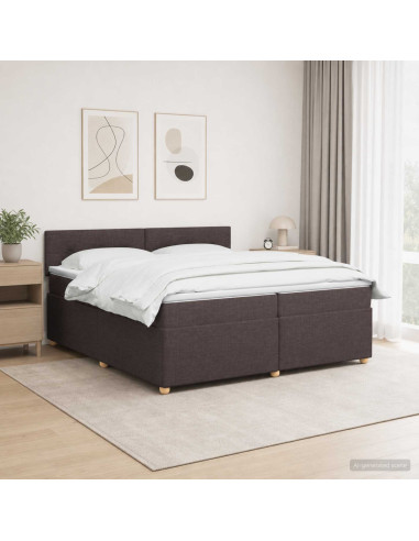 Letto box spring con materasso Marrone Scuro 200 x 200 cm