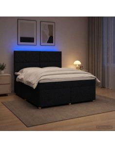 Letto box spring con materasso Nero 140 x 200 cm Tessuto