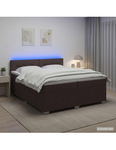 Letto box spring con materasso Marrone Scuro 200 x 200 cm