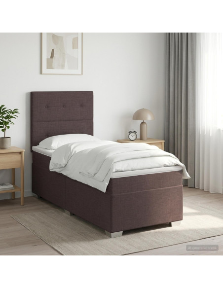 Letto box spring con materasso Marrone Scuro 100 x 200 cm