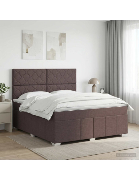 Letto box spring con materasso Marrone Scuro 180 x 200 cm