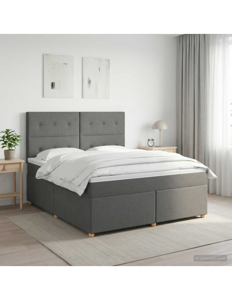 Letto box spring con materasso Grigio Scuro 180 x 200 cm