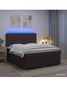 Letto box spring con materasso Marrone Scuro 200 x 200 cm