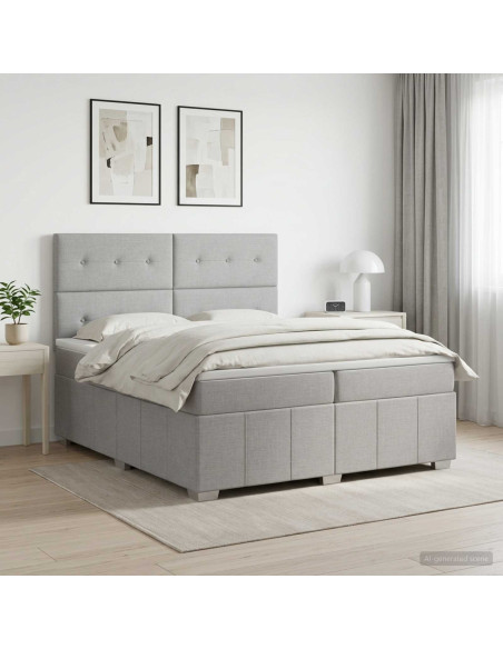 Letto box spring con materasso Grigio Chiaro 200 x 200 cm