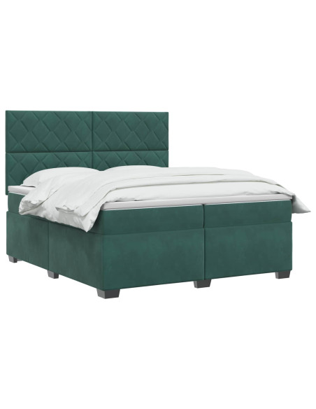 Letto box spring con materasso Verde Scuro 200 x 200 cm Velluto