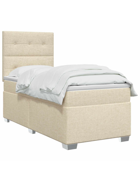 Letto box spring con materasso Crema 80 x 200 cm Tessuto