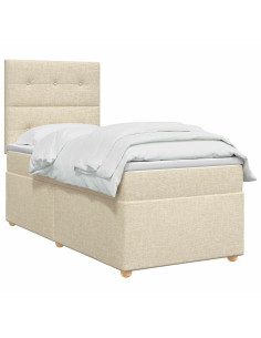 Letto box spring con materasso Crema 80 x 200 cm Tessuto 2