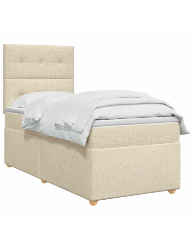 Letto box spring con materasso Crema 80 x 200 cm Tessuto
