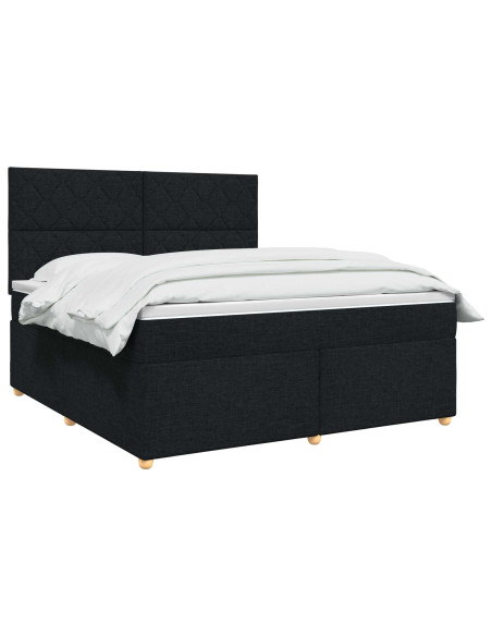 Letto box spring con materasso Nero 140 x 190 cm Tessuto
