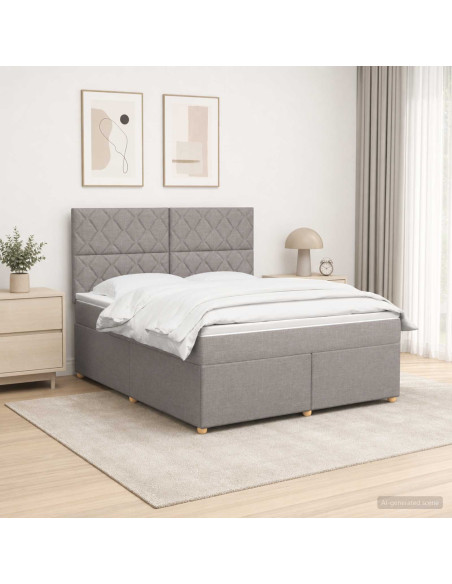 Letto box spring con materasso Tortora 160 x 200 cm Tessuto