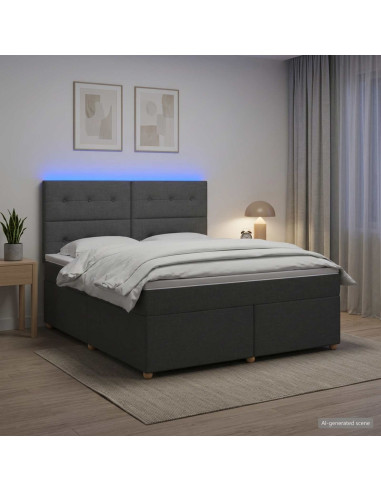 Letto box spring con materasso Grigio Scuro 180 x 200 cm