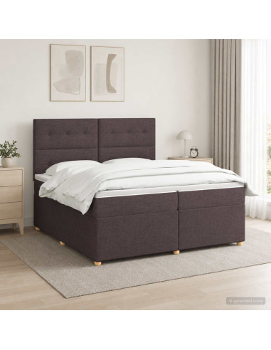 Letto box spring con materasso Marrone Scuro 200 x 200 cm