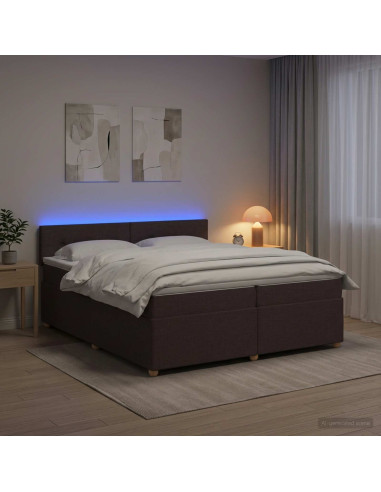 Letto box spring con materasso Marrone Scuro 200 x 200 cm