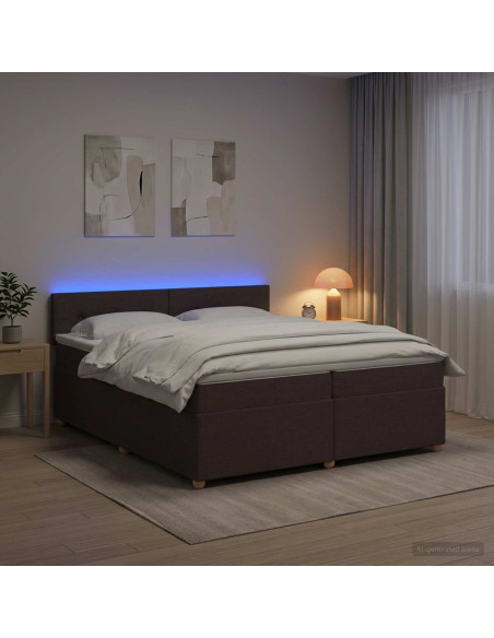 Letto box spring con materasso Marrone Scuro 200 x 200 cm