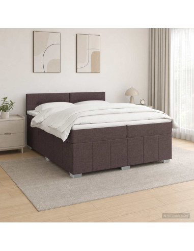Letto box spring con materasso Marrone Scuro 200 x 200 cm