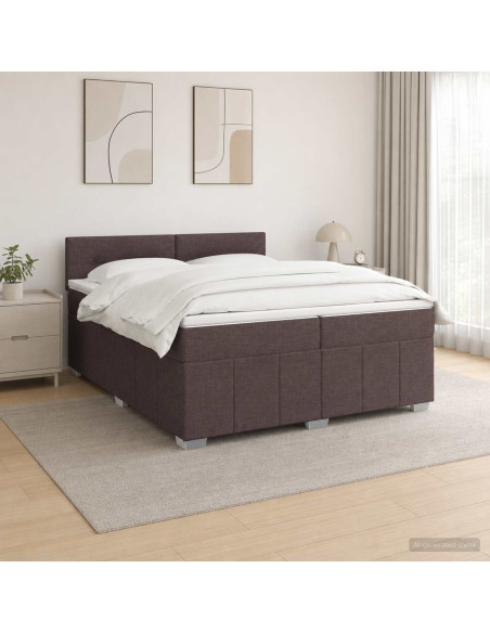 Letto box spring con materasso Marrone Scuro 200 x 200 cm