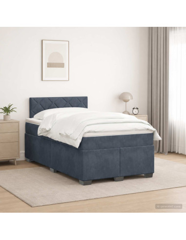 Letto con Box Spring, Materasso e LED Grigio Scuro 120 x 190 cm