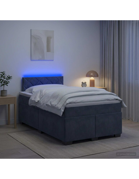Letto con Box Spring, Materasso e LED Grigio Scuro 120 x 190 cm
