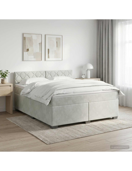 Letto box spring con materasso Grigio Chiaro 160 x 200 cm