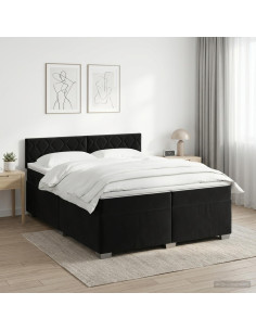 Letto box spring con materasso Nero 200 x 200 cm Velluto