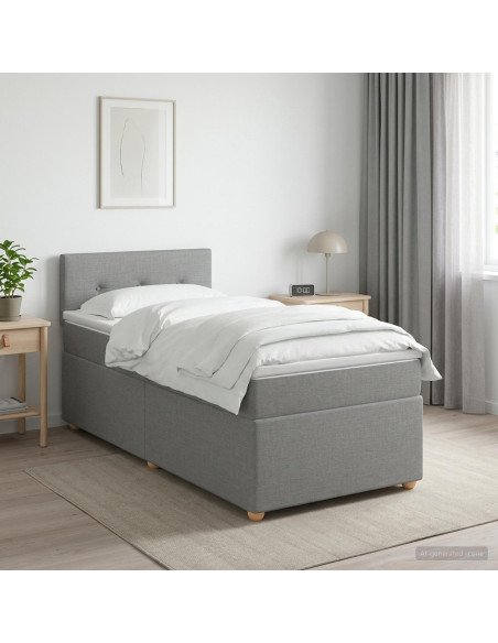 Letto box spring con materasso Grigio Chiaro 80 x 200 cm