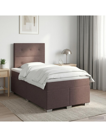 Letto box spring con materasso Marrone Scuro 120 x 200 cm