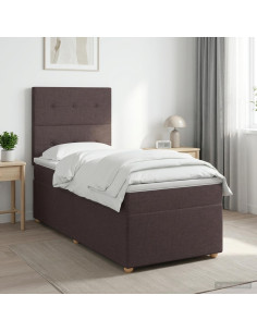 Letto box spring con materasso Marrone Scuro 100 x 200 cm