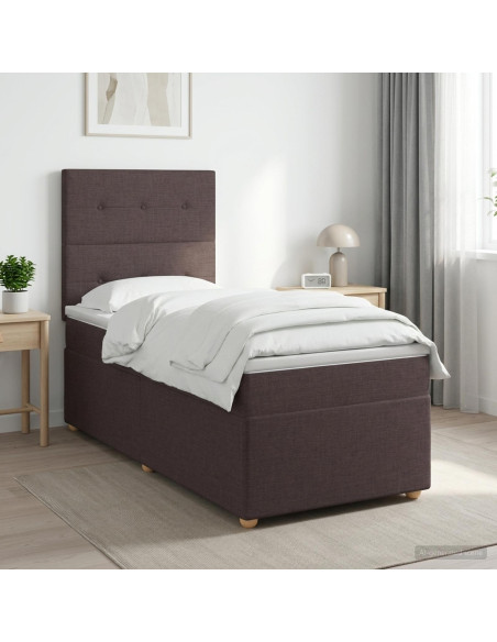 Letto box spring con materasso Marrone Scuro 100 x 200 cm