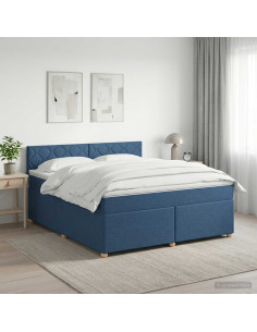 Letto box spring con materasso Blu 160 x 200 cm Tessuto