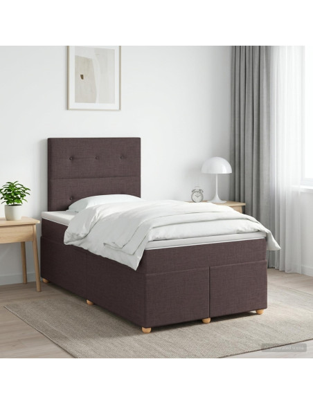 Letto box spring con materasso Marrone Scuro 120 x 200 cm