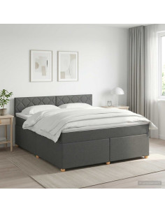 Letto box spring con materasso Grigio Scuro 180 x 200 cm