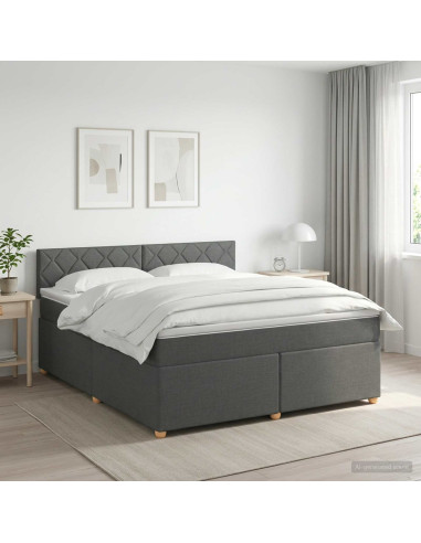 Letto box spring con materasso Grigio Scuro 180 x 200 cm