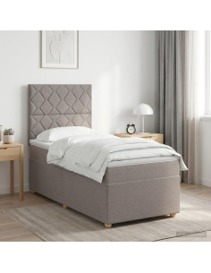 Letto box spring con materasso Tortora 90 x 200 cm Tessuto