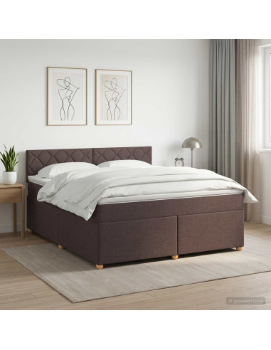 Letto box spring con materasso Marrone Scuro 180 x 200 cm